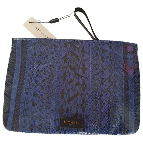 Pre-owned Vionnet Leather Clutch Bag In Blue