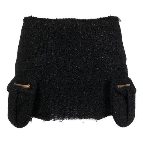 Pre-owned Blumarine Tweed Mini Skirt In Black