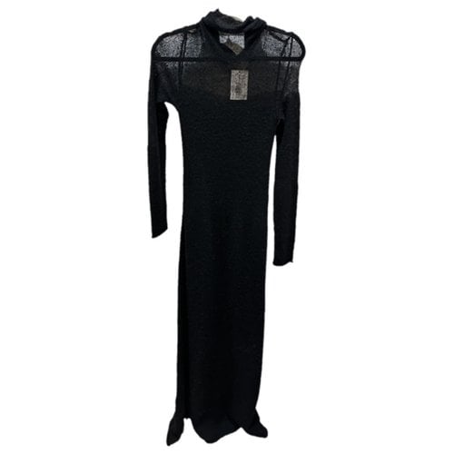 Pre-owned Max Azria Wool Maxi Dress In Black
