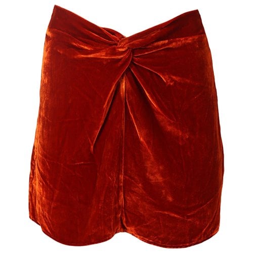 Pre-owned Reformation Velvet Mini Skirt In Orange