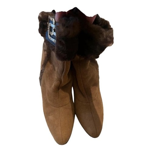 Pre-owned Dolce & Gabbana Leather Snow Boots In Camel