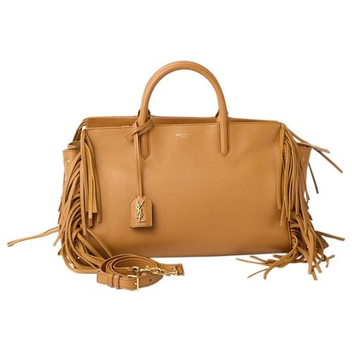 Pre-owned Saint Laurent Cabas Rive Gauche Leather Handbag In Brown