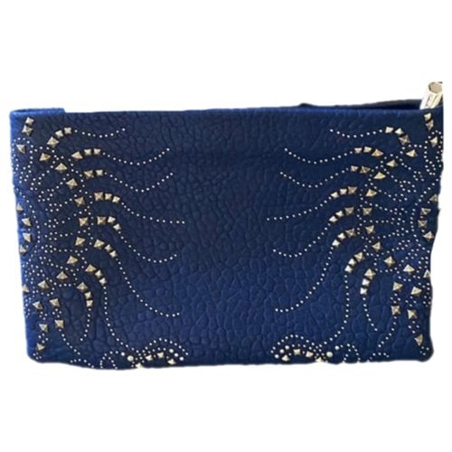 Pre-owned Roberto Cavalli Leather Clutch Bag In Blue