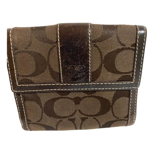 Pre-owned Coach Cloth Wallet In Brown