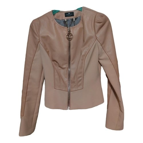 Pre-owned Elisabetta Franchi Vegan Leather Short Vest In Beige