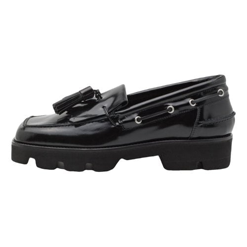 Pre-owned Msgm Leather Flats In Black