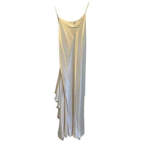 Pre-owned Donna Karan Silk Maxi Dress In White