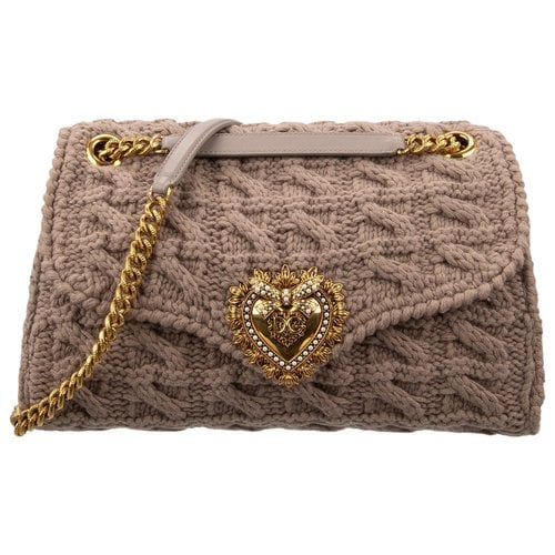 Pre-owned Dolce & Gabbana Devotion Wool Handbag In Brown