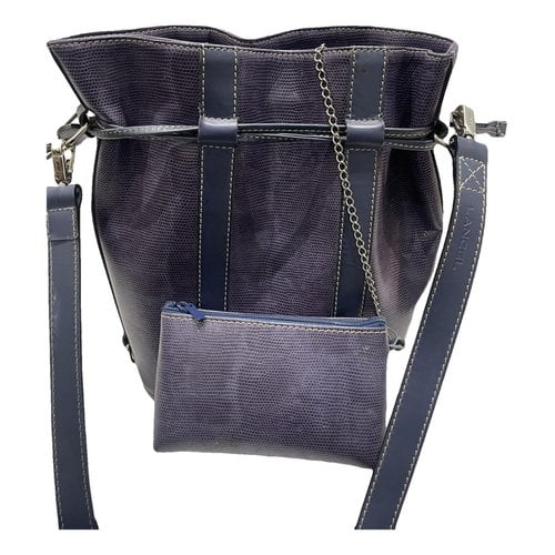 Pre-owned Lancel Elsa Sellier Leather Crossbody Bag In Purple