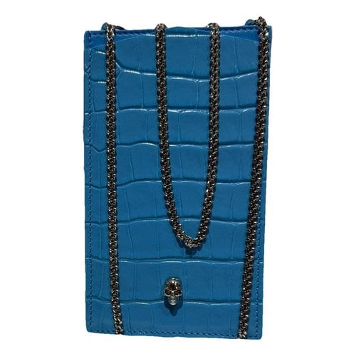 Pre-owned Alexander Mcqueen Leather Purse In Blue