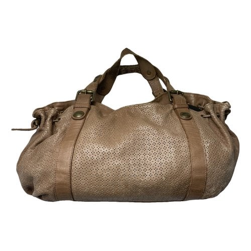 Pre-owned Gerard Darel 24h Leather Handbag In Beige