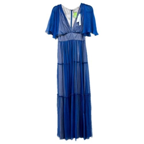 Pre-owned Cynthia Vincent Silk Maxi Dress In Blue