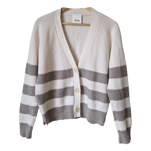 Pre-owned Allude Wool Cardigan In Beige