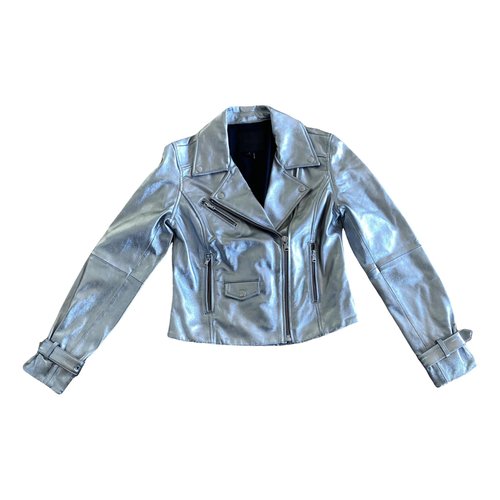 Pre-owned Paige Leather Biker Jacket In Silver