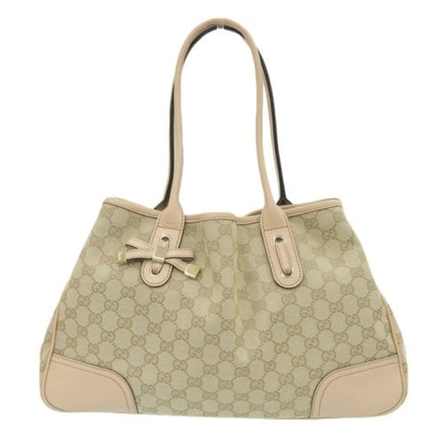 Pre-owned Gucci Princy Cloth Tote In Beige