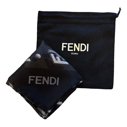 Pre-owned Fendi Silk Neckerchief In Black
