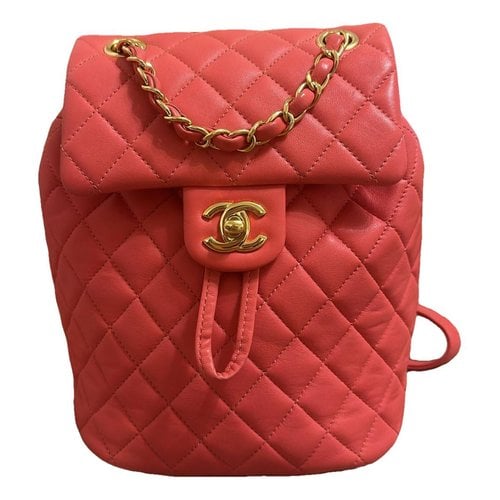 Pre-owned Chanel Duma Leather Backpack In Pink
