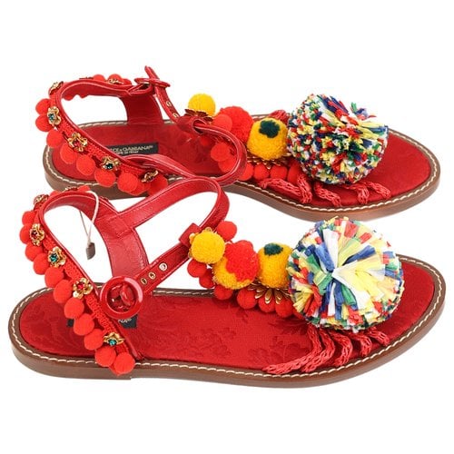 Pre-owned Dolce & Gabbana Leather Sandal In Red
