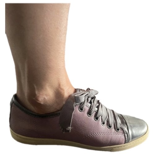 Pre-owned Lanvin Leather Trainers In Purple