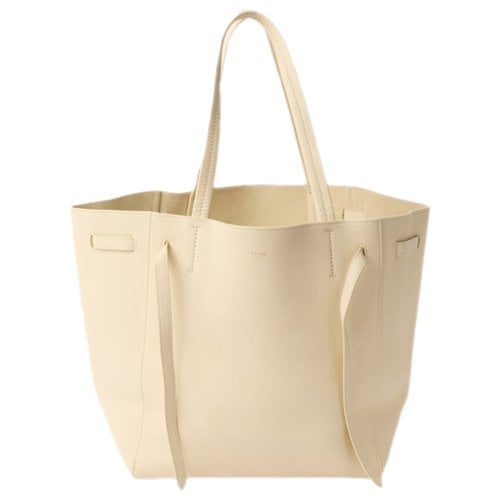 Pre-owned Celine Cabas Phantom Leather Tote In White