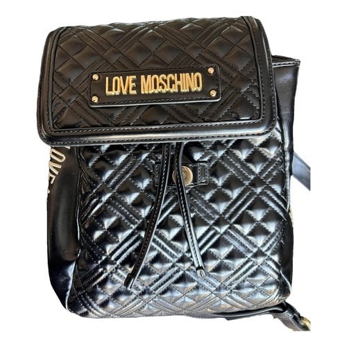 Pre-owned Moschino Love Leather Backpack In Black
