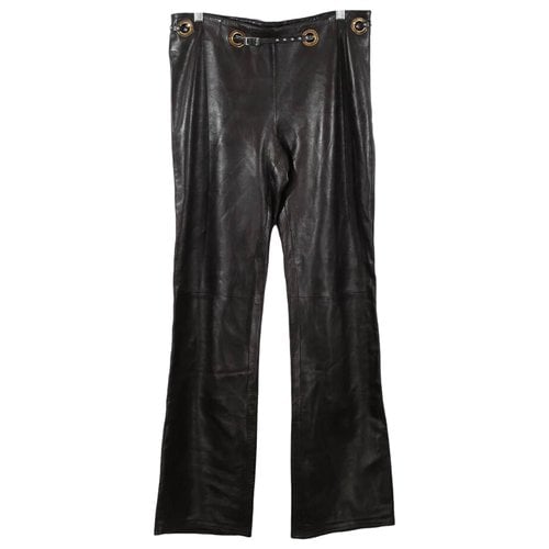 Pre-owned Celine Leather Large Pants In Brown