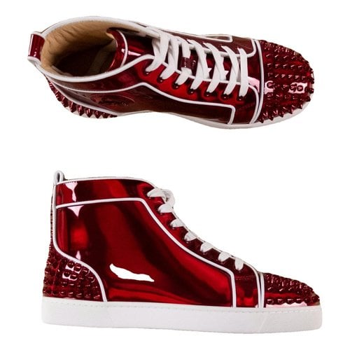 Pre-owned Christian Louboutin Patent Leather High Trainers In Red