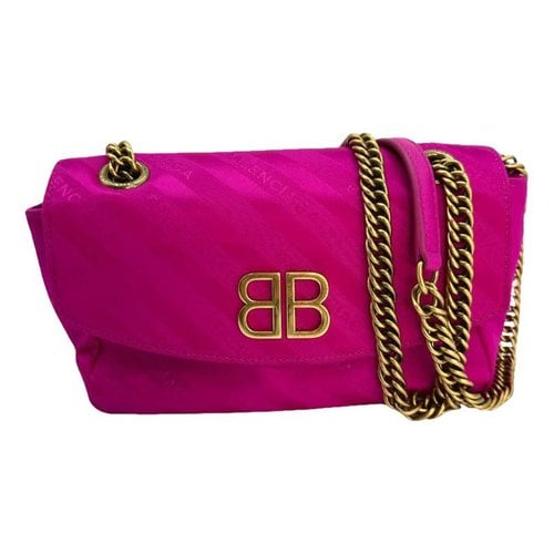 Pre-owned Balenciaga Bb Chain Silk Crossbody Bag In Red