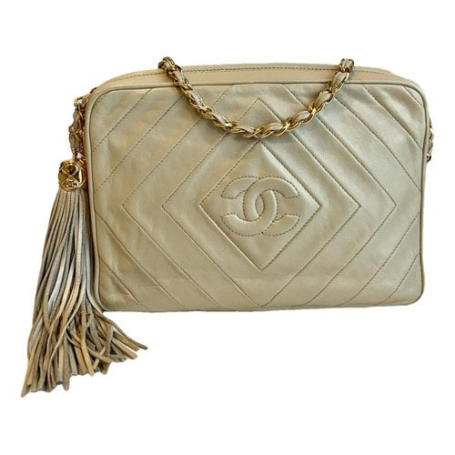 Pre-owned Chanel Camera Leather Crossbody Bag In Beige