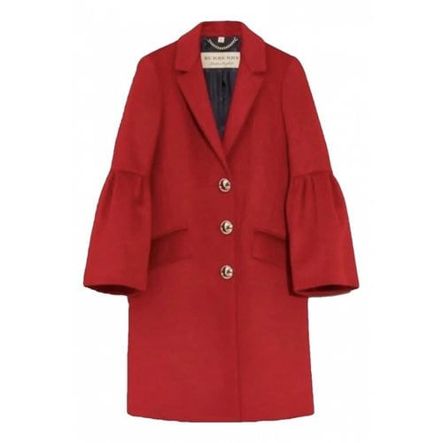 Pre-owned Burberry Cashmere Coat In Red
