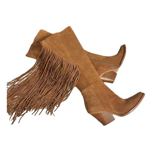 Pre-owned Jeffrey Campbell Leather Cowboy Boots In Camel