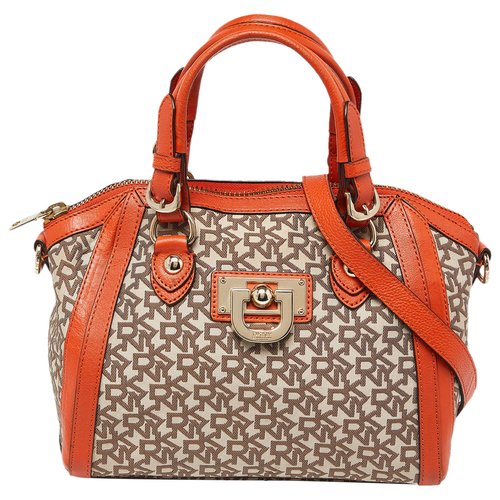 Pre-owned Dkny Leather Satchel In Orange