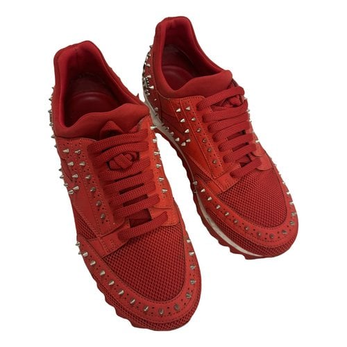 Pre-owned Philipp Plein Cloth Trainers In Red