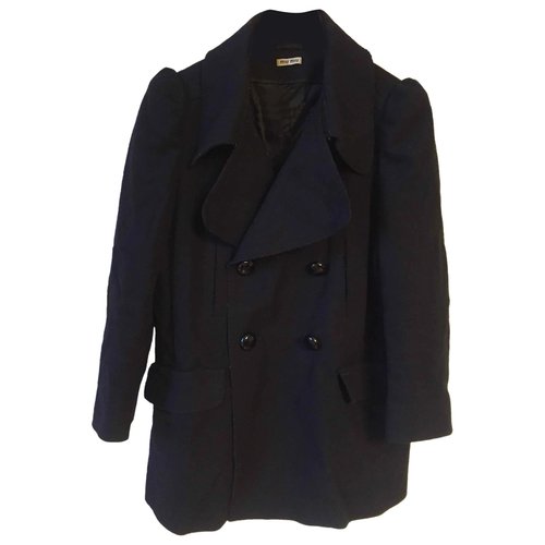 Pre-owned Miu Miu Wool Coat In Black