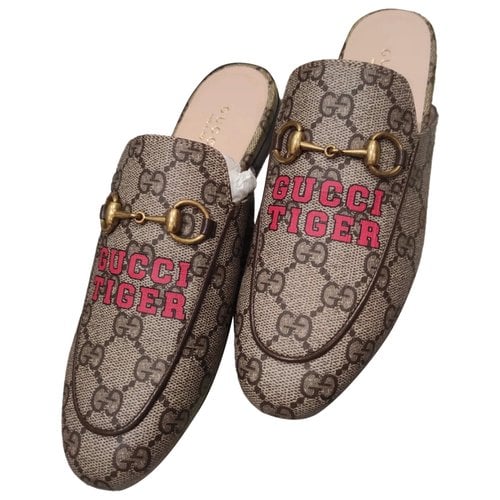Pre-owned Gucci Princetown Leather Flats In Camel