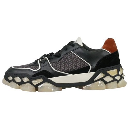 Pre-owned Jimmy Choo Diamond Leather Trainers In Black