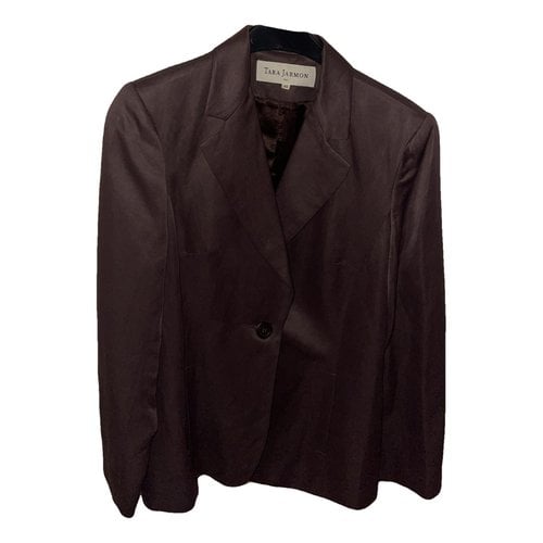 Pre-owned Tara Jarmon Linen Suit Jacket In Brown