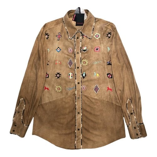 Pre-owned Roberto Cavalli Leather Shirt In Brown