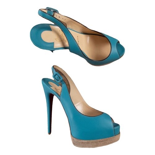 Pre-owned Christian Louboutin Leather Sandal In Blue