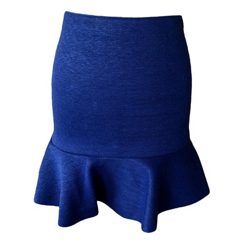 Pre-owned Longchamp Linen Mini Skirt In Blue