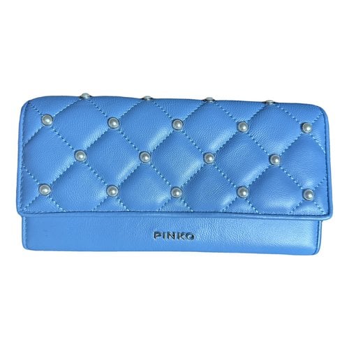 Pre-owned Pinko Leather Clutch In Blue