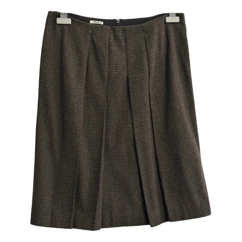 Pre-owned Miu Miu Wool Mid-length Skirt In Brown