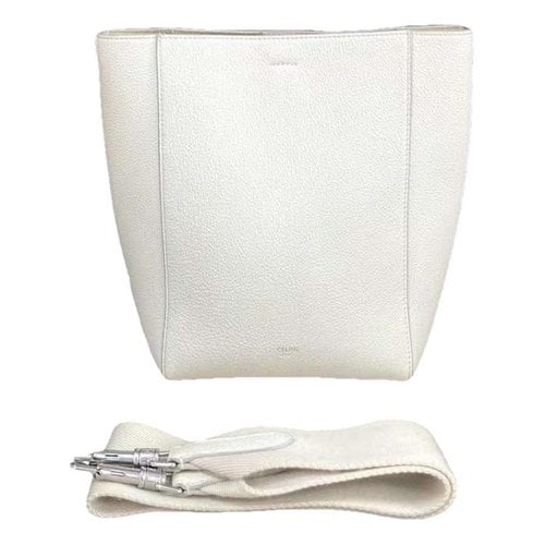 Pre-owned Celine Seau Sangle Leather Tote In White