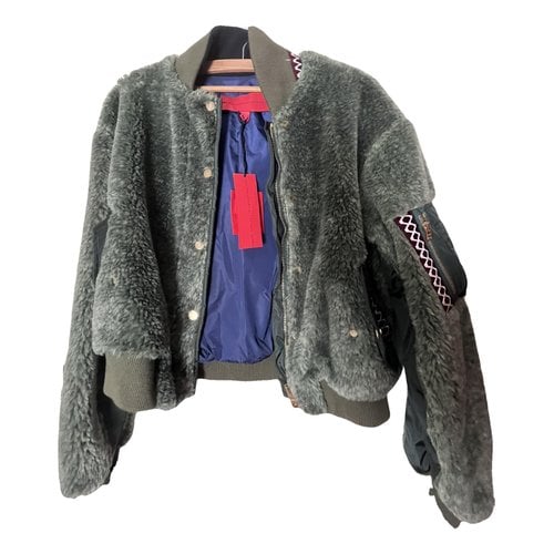 Pre-owned Tommy Hilfiger Faux Fur Coat In Green