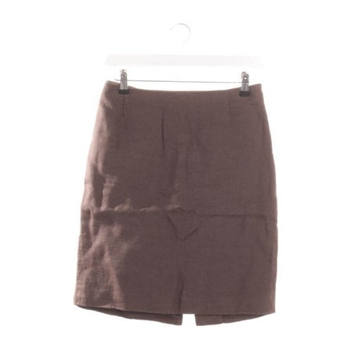 Pre-owned Prada Linen Skirt In Brown