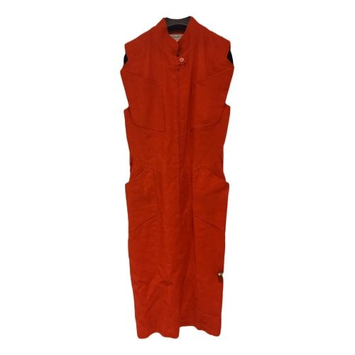 Pre-owned Karl Lagerfeld Linen Mid-length Dress In Red