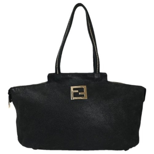 Pre-owned Fendi Mamma Baguette Leather Handbag In Black