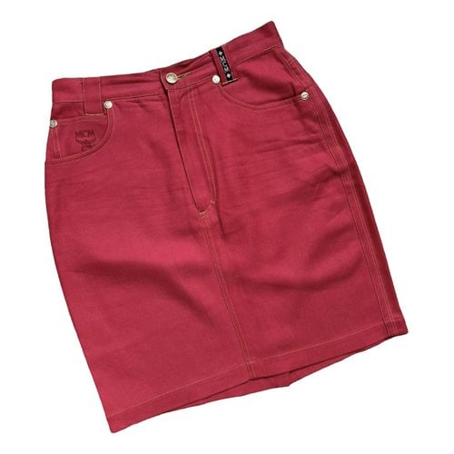 Pre-owned Mcm Silk Mini Skirt In Red