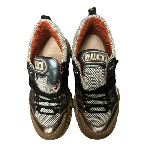 Pre-owned Gucci Flashtrek Leather Trainers In Metallic