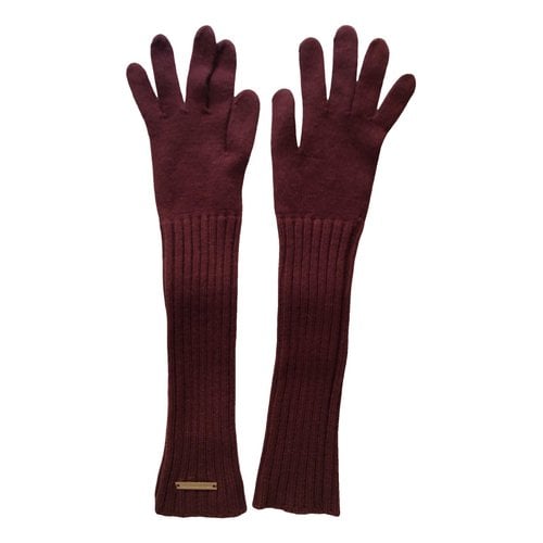 Pre-owned Trussardi Jeans Long Gloves In Burgundy